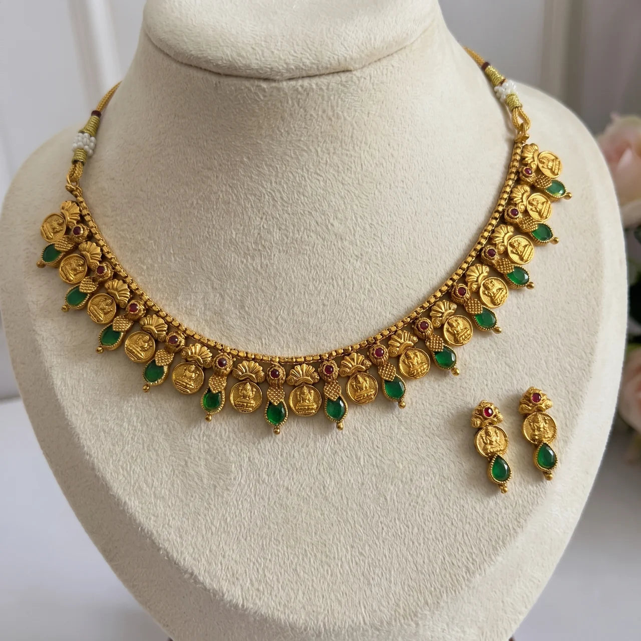 Antique Emerald Temple Necklace Set