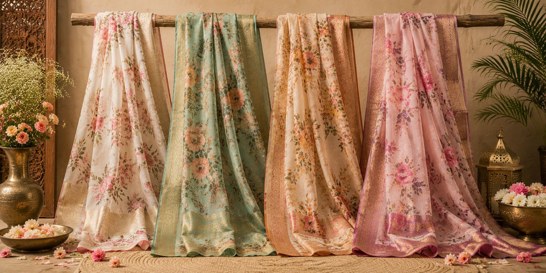 Floral Sarees: Printed and Woven Floral Designs Across Every Fabric