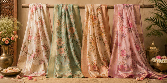 Floral Sarees: Printed and Woven Floral Designs Across Every Fabric