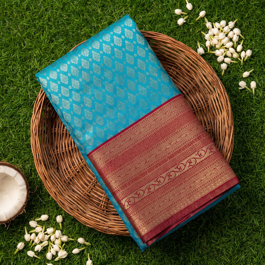 Turquoise Blue Soft Silk Saree
