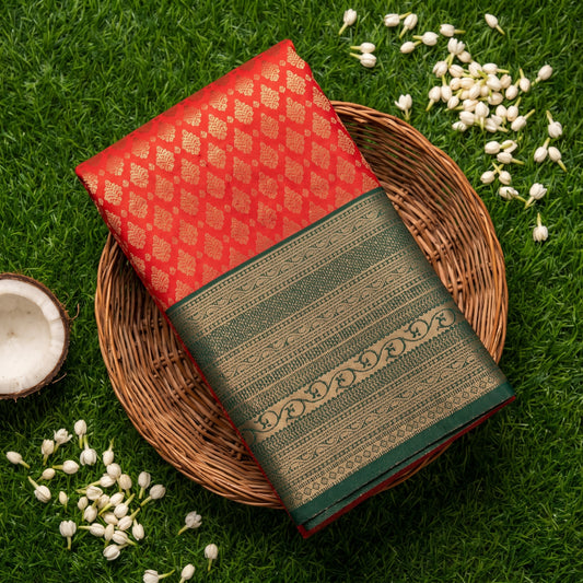 Bright  Orange Silk Saree