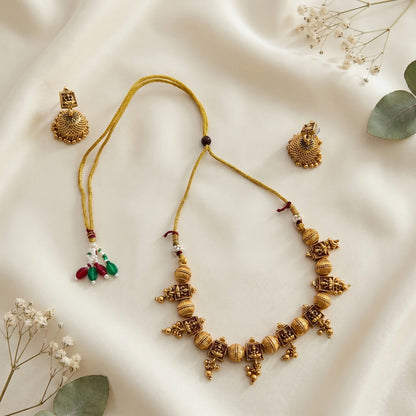 Ethnic Gold Tone Jhumka Necklace Set