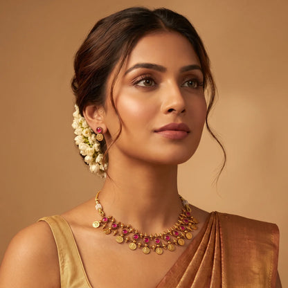 Heritage Coin Ruby Necklace Set
