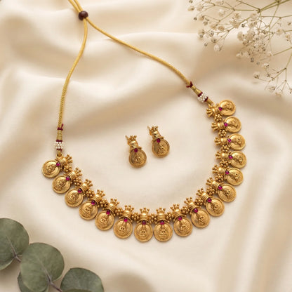 Temple Lakshmi Coin Necklace Set