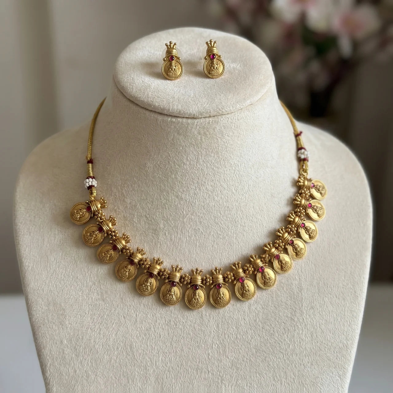 Temple Lakshmi Coin Necklace Set
