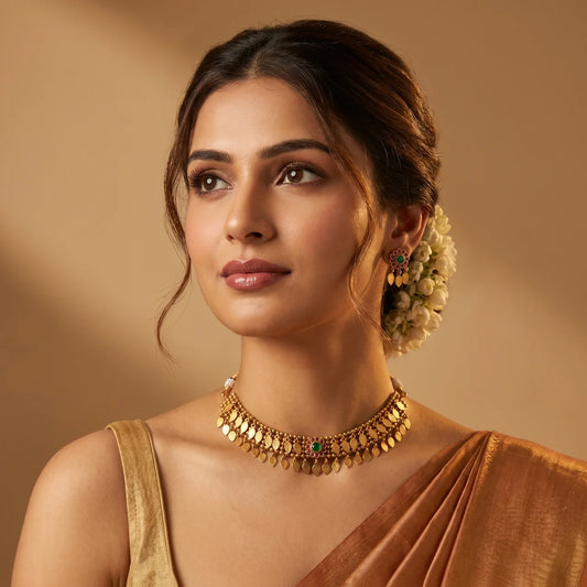 Temple  Leaf Dangler Necklace Set