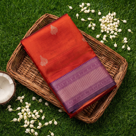 Bright Orange Traditional Silk Saree