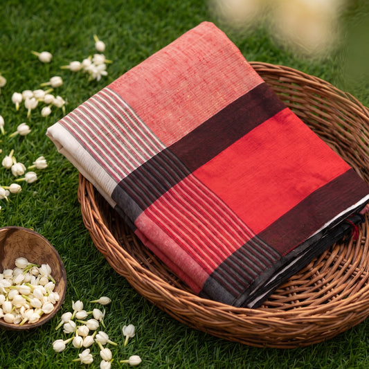 Coral Veil Saree