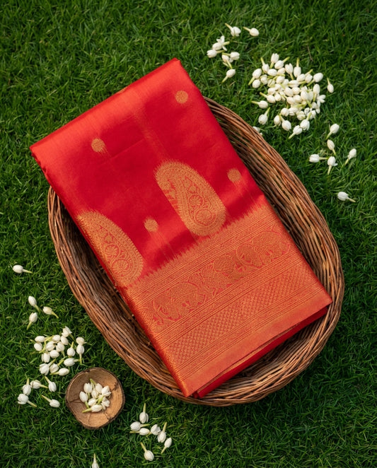Cherry Red Saree